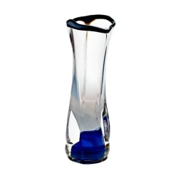 Vasen^Art Glass Vase mit blauem Fuss "Stiller" (25cm)
