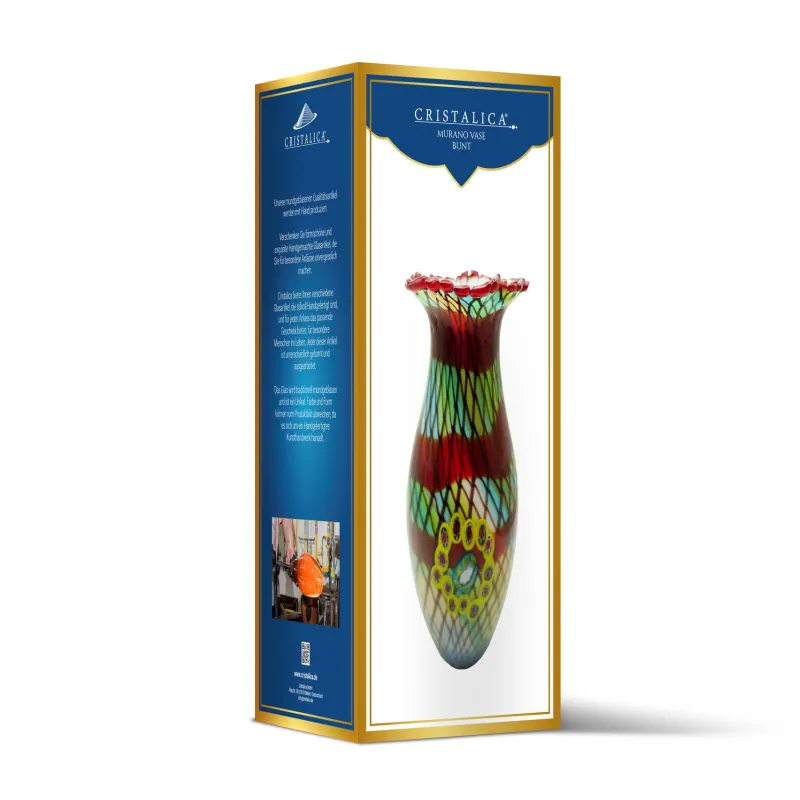Vasen|Ostern^Cristalica Vase Murano-Stil Tina Höhe ca. 48cm Bunt Handarbeit