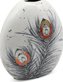 Vasen^Cristalica Vase Pfauenfeder oval, ca. 24cm