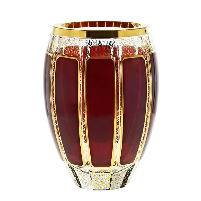 Vasen^Art Glass Vase Red Queen 20,5 cm, Rot/Gold, aus Glas