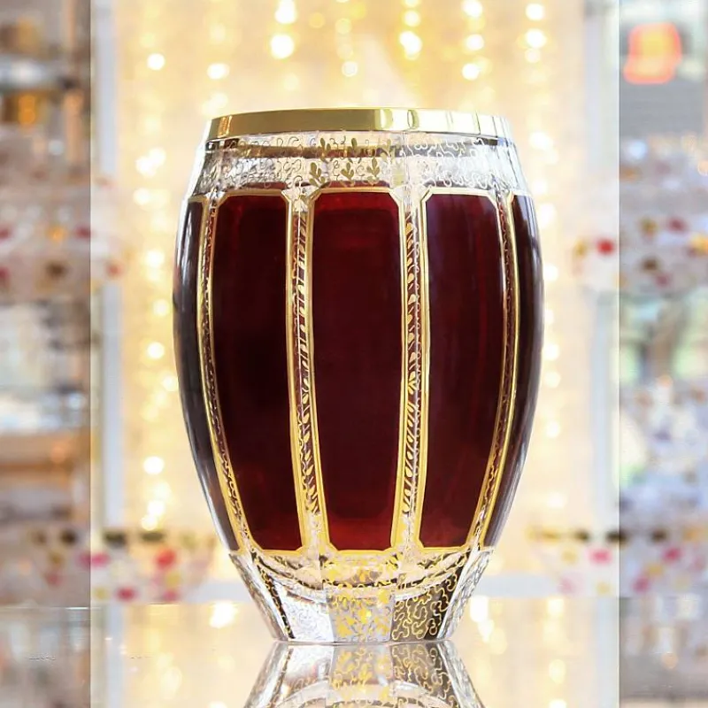 Vasen^Art Glass Vase Red Queen 20,5 cm, Rot/Gold, aus Glas