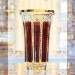 Vasen^Art Glass Vase Red Queen 23 cm, Rot/Gold, aus Glas