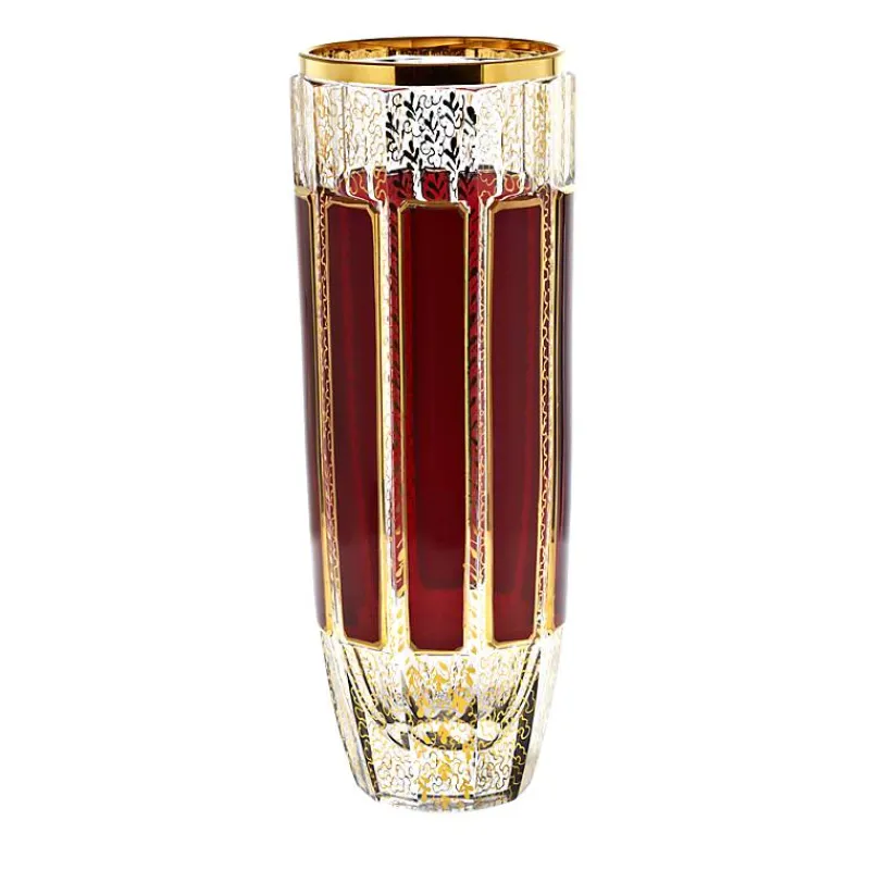 Vasen^Art Glass Vase Red Queen 25,5 cm, Rot/Gold, aus Glas