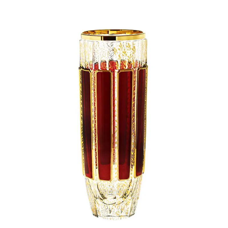 Vasen^Art Glass Vase Red Queen 25,5 cm, Rot/Gold, aus Glas