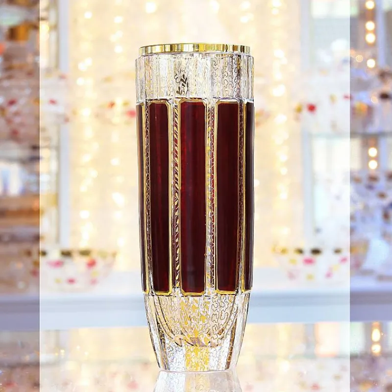 Vasen^Art Glass Vase Red Queen 25,5 cm, Rot/Gold, aus Glas