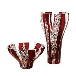 Vasen^Art Glass Vase Red Queen 35 cm, Rot/Weiß, aus Glas