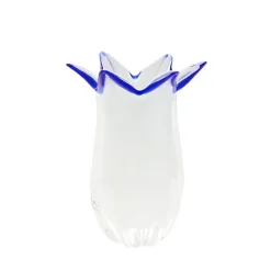 Vasen^Art Glass Vase White Queen 23 cm, Weiß/Blau, aus Glas