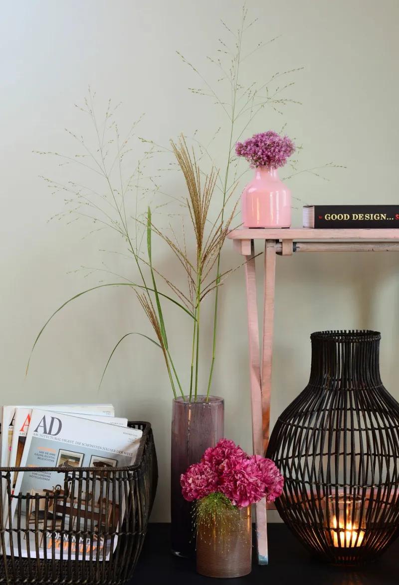 Vasen^Gift Company Vase Zylinder Glasröhre Linen schmal lila 29,5cm