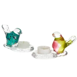 Tiere & Figuren^Art Glass Vogel mit Teelichthalter 