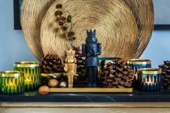 Kerzenhalter^Gift Company Votivkerzenhalter Glas mit Schliff Goldrand 7,5cm