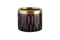 Kerzenhalter^Gift Company Votivkerzenhalter Glas mit Schliff Goldrand 7,5cm