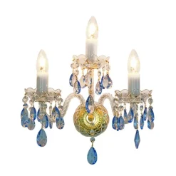 Leuchter & Lampen^Beleuchtung Wandleuchter Elisa blue Erleuchtung, Gold/Transparent/Blau, aus Glas