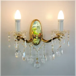 Leuchter & Lampen^Beleuchtung Wandleuchter Helene Erleuchtung, Gold/Bronze/Transparent, aus Glas