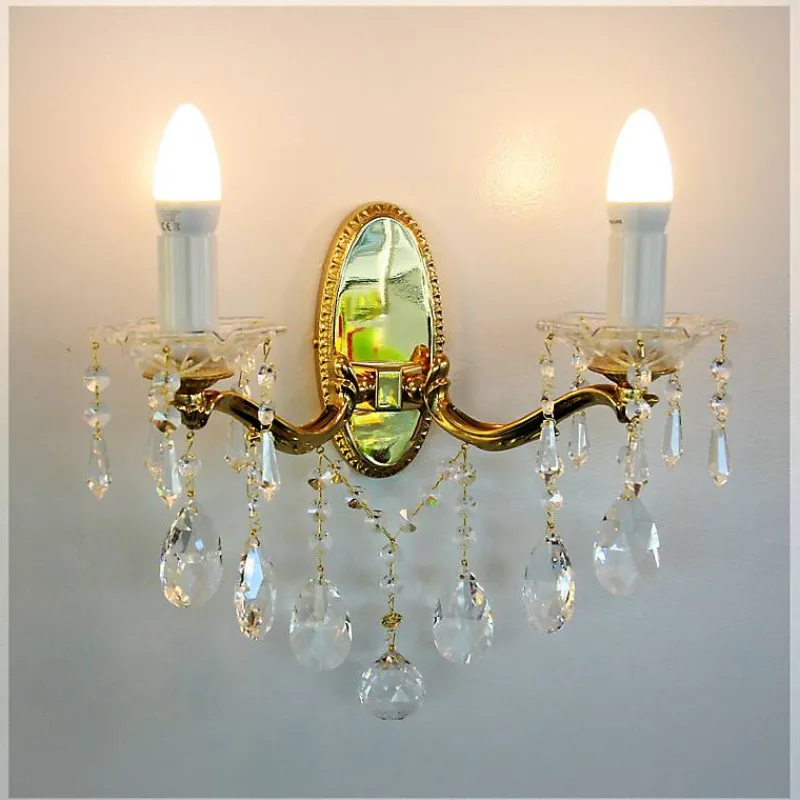 Leuchter & Lampen^Beleuchtung Wandleuchter Helene Erleuchtung, Gold/Bronze/Transparent, aus Glas