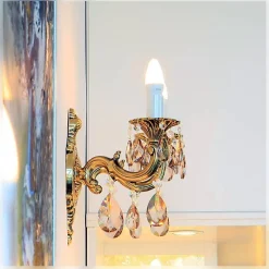 Leuchter & Lampen^Beleuchtung Wandleuchter Laura bronze Erleuchtung, Bronze/Gold, aus Glas