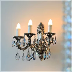 Leuchter & Lampen^Beleuchtung Wandleuchter Laura silver Erleuchtung, Grau/Bronze/Gold, aus Glas