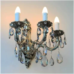 Leuchter & Lampen^Beleuchtung Wandleuchter Laura silver Erleuchtung, Grau/Bronze/Gold, aus Glas