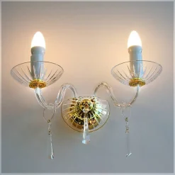 Leuchter & Lampen^Beleuchtung Wandleuchter Marina Erleuchtung, Gold/Transparent, aus Glas