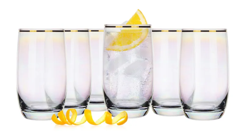 Saft- & Wassergläser|Longdrinkgläser^Cristalica Wasserglas Golden Pearl 320ml