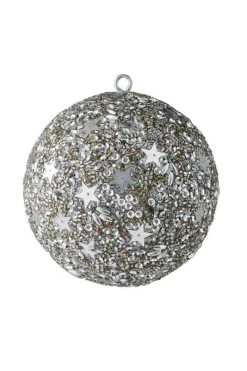 Weihnachten|Weihnachten^Dekorationswaren Weihnachtskugel Opium Sterne (Perlen Pailletten) silber