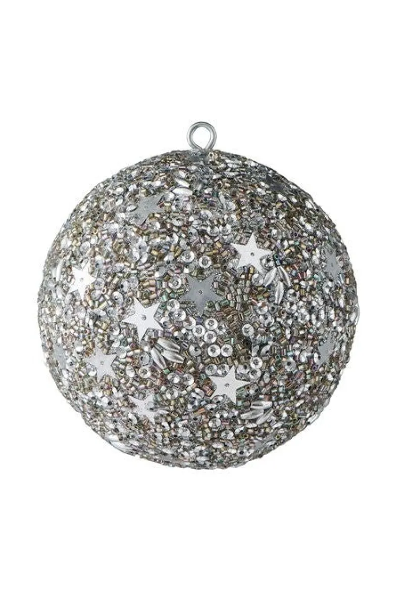 Weihnachten|Weihnachten^Dekorationswaren Weihnachtskugel Opium Sterne (Perlen Pailletten) silber