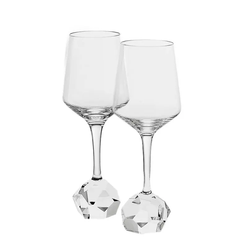 Weingläser^Fan Unikate Weißweinglas Basic Diamonds 400ml, Transparent, aus Bleikristall