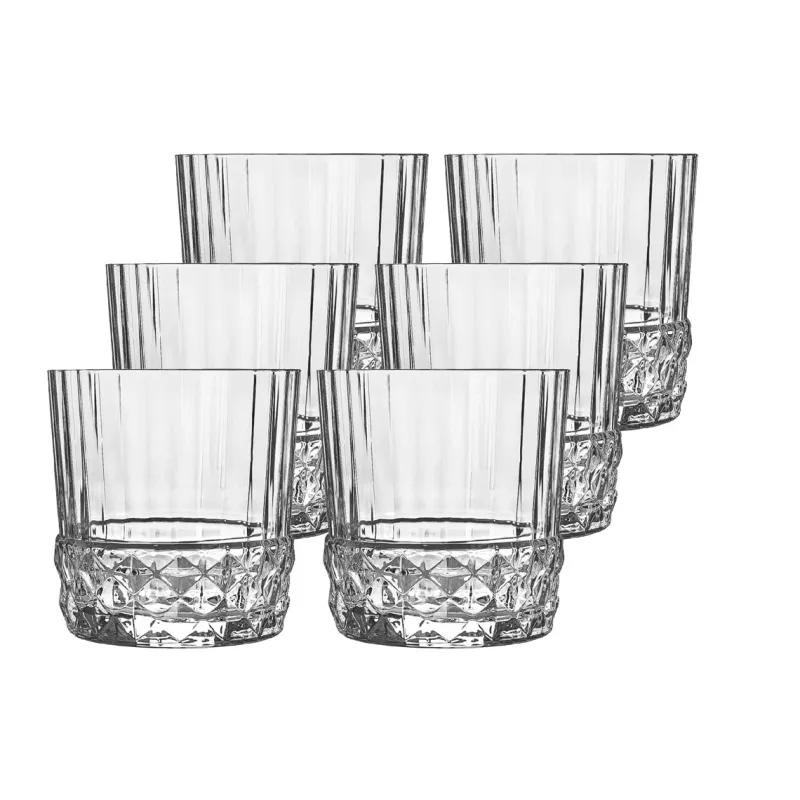 Gläserset^Cristalica Whiskyglas Becher Trinkglas Retro Vintage Kristallglas America 6er Set 380ml