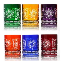 Gläserset^Cristalica Whiskyglas Schleuderstern farbiges 6er Set 280 ml