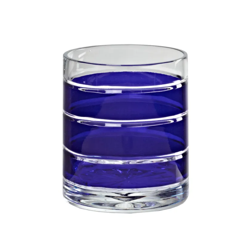 Jubiläum|Geburtstag^Cristalica Kingdom Whiskyglas Whiskybecher Trinkbecher Handgeschliffen Blau Kristall Glas 280 ml