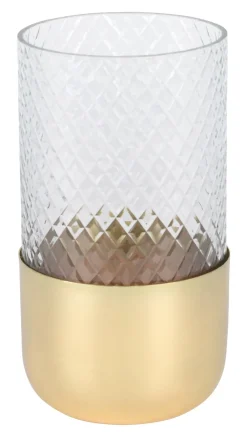 Kerzenhalter^Gift Company Windlicht Deko Vase Glas/Metall klar/gold Marylebone 19cm