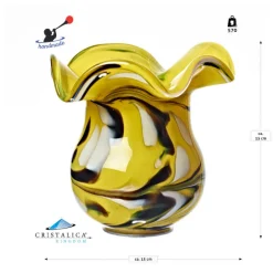 Blüten^Art Glass Windlicht Gartendekoration Blüte Kerzenhalter Glas Handmade 15cm inkl Stab bunt