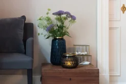 Orchideentopf & Stäbe|Kerzenhalter^Gift Company Windlicht Glastopf mit Schliff Goldrand Olive 13,5cm