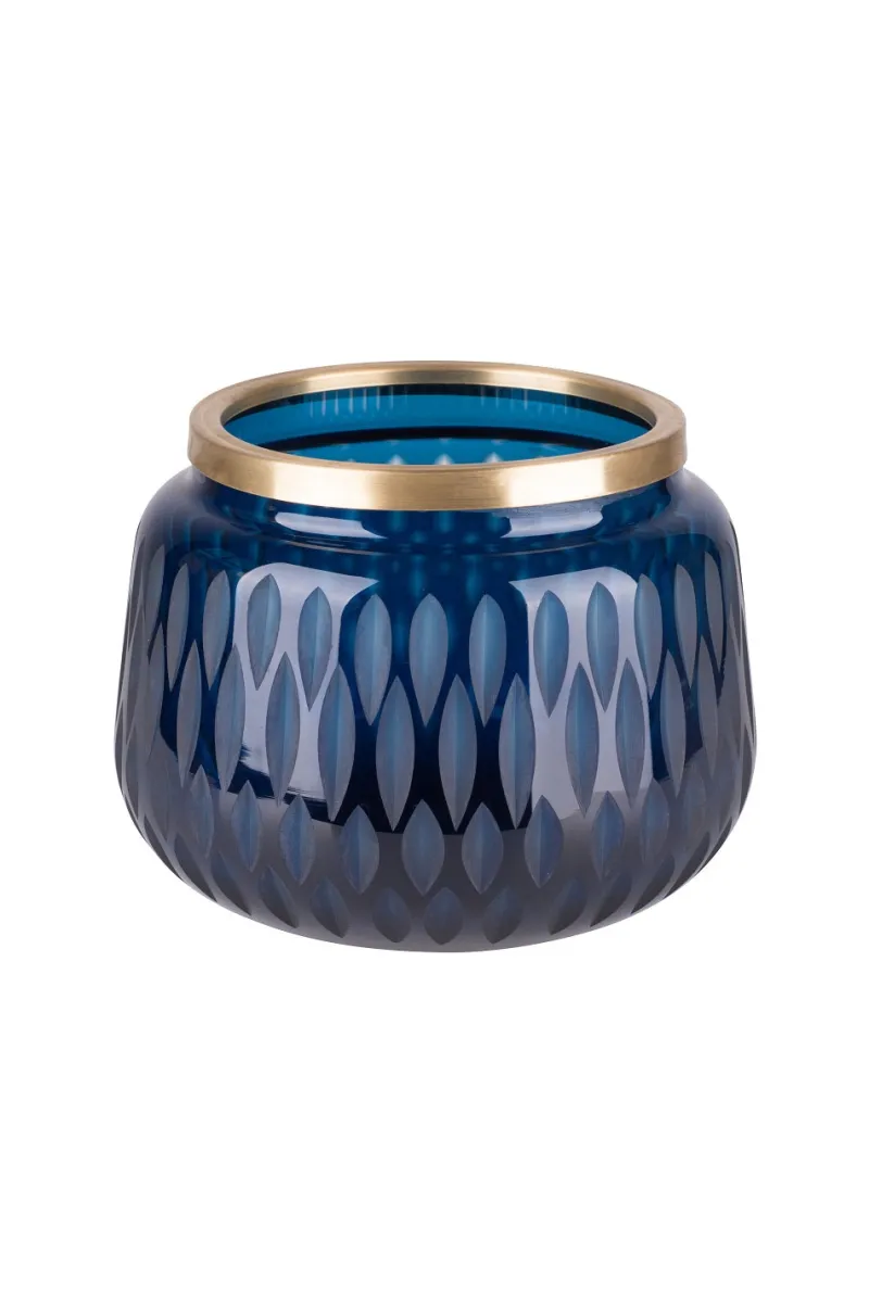 Orchideentopf & Stäbe|Kerzenhalter^Gift Company Windlicht Glastopf mit Schliff Goldrand Olive 13,5cm