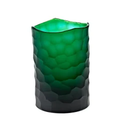 Geburtstag|Kerzenhalter^Art Glass Windlicht Kerzenhalter Blumenvase Dekoration Moonlight Höhe 16,5cm grün Handmade