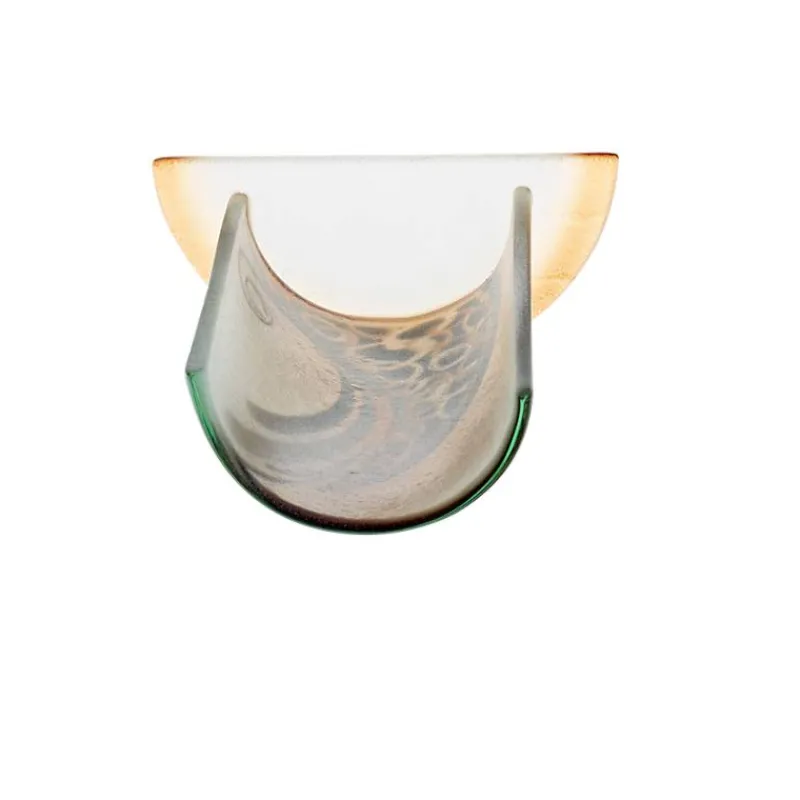 Kerzenhalter^Art Glass Windlicht Kerzenhalter Tischdeko Terrasse Fusing Glas 15cm weiß gold Handmade