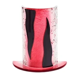 Valentienstag|Kerzenhalter^Art Glass Windlicht Kerzenhalter Tischdeko Terrasse Fusing Glas 15cm weiß rot Handmade