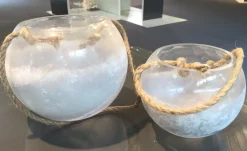 Schalen|Kerzenhalter^Glaswaren sonstige Windlicht zum hängen Rustic 15 cm Schale Glasgefäß klar weiß mattiert